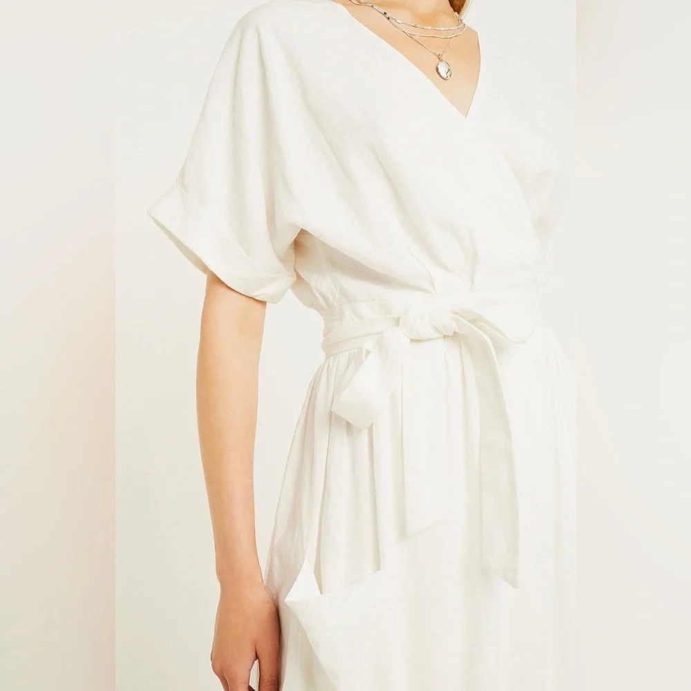 gabrielle linen midi wrap dress Urban Outfitters | Dresses | Uo White Gabrielle Linen Midi Wrap Dress Nwt